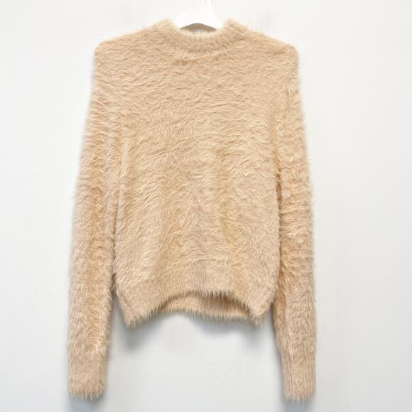 Future Collective Women’s Crewneck Eyelash Sweater Peach Orange Size M - Picture 2 of 6